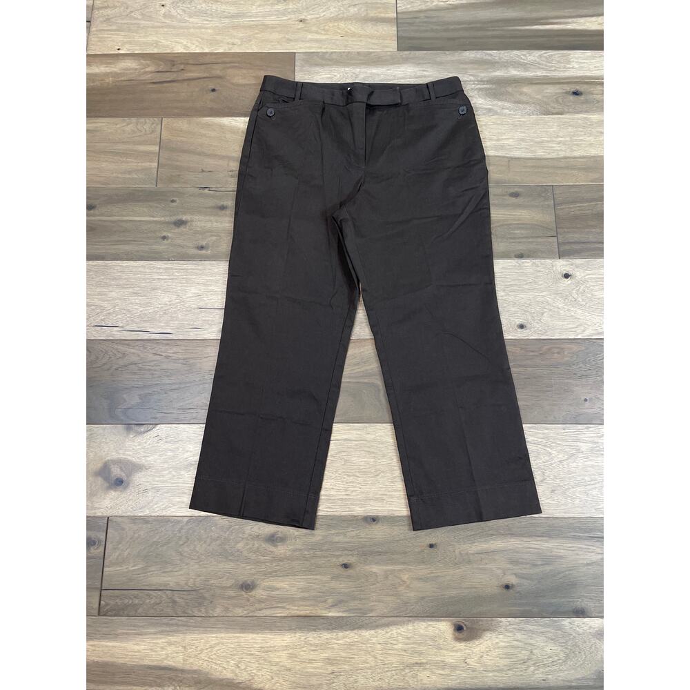 LOFT Brown Laura Cropped Wide Leg Cotton Pants Size 12 - Picture 2 of 10